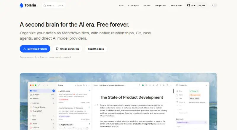 Tolaria's own site