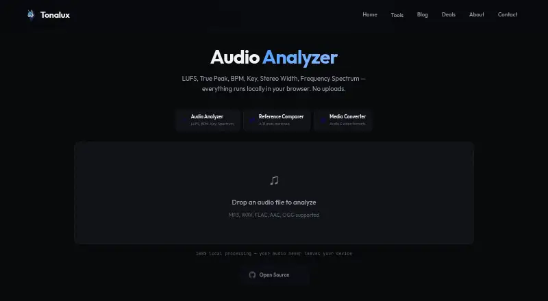 Tonalux Audio Analyzer's own site