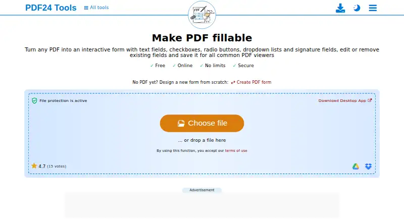 PDF24 Form Editor's own site