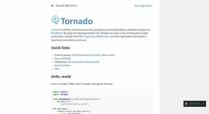 Tornado's own site