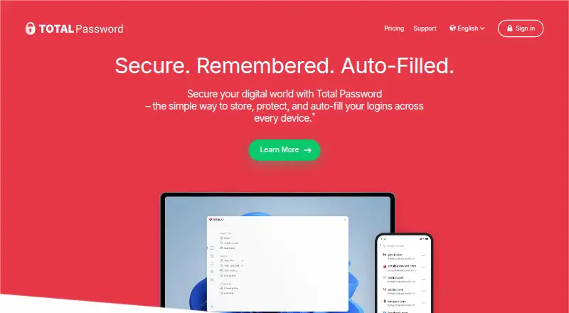 Total Password's own site