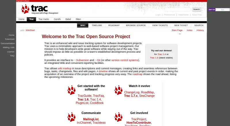 The Trac homepage