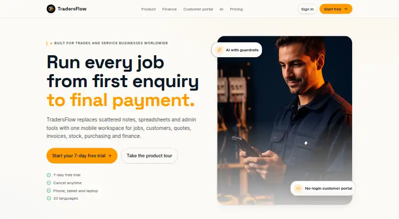 TradersFlow's own site