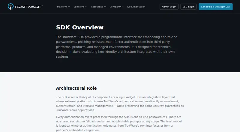 TraitWare SDK's own site