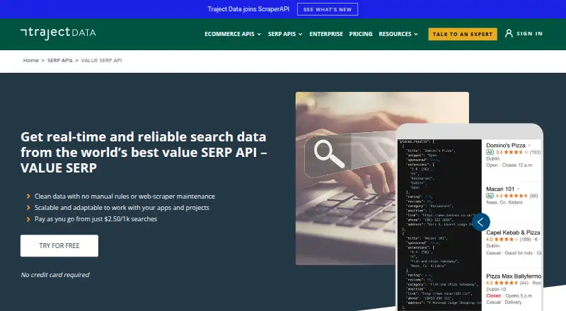 ValueSERP's own site