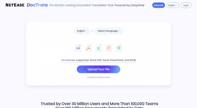 Youdao Document Translation's own site