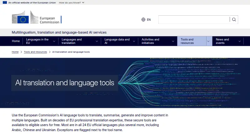 eTranslation's own site