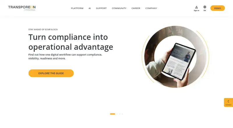 Transporeon Visibility Hub's own site