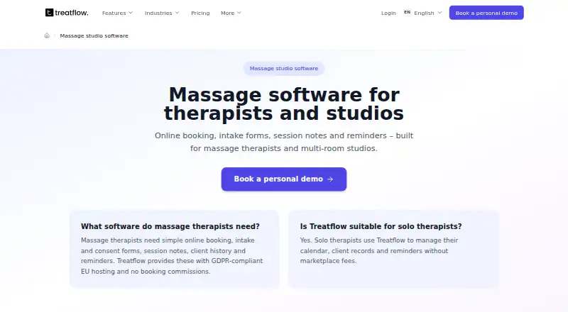 Treatflow's own site