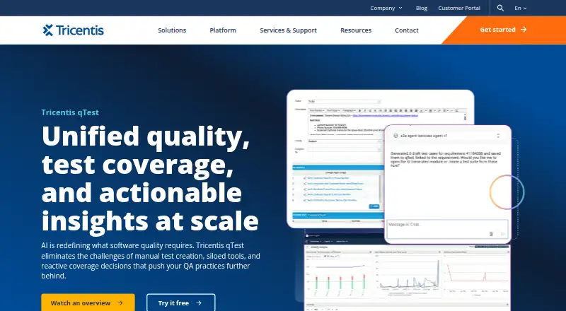Tricentis qTest's own site