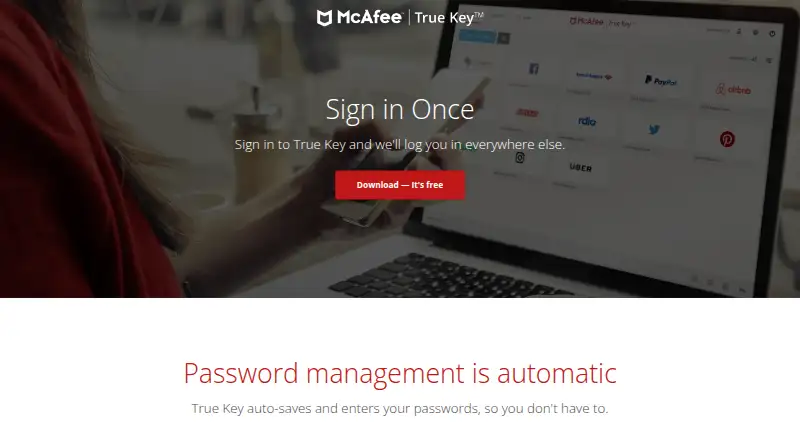 McAfee True Key's own site