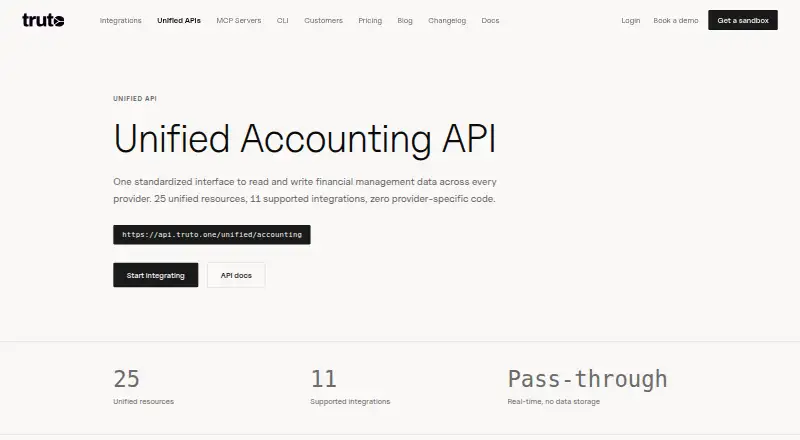 Truto Accounting API's own site