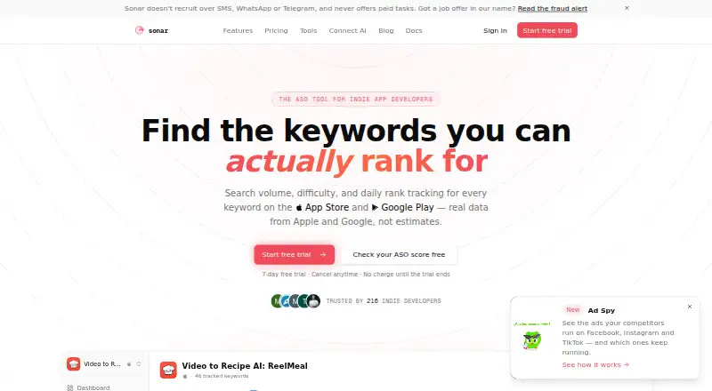 Sonar's own site