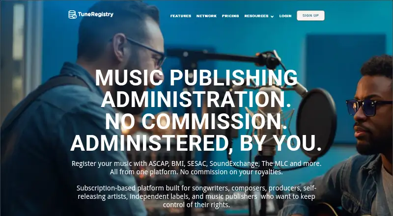 TuneRegistry's own site