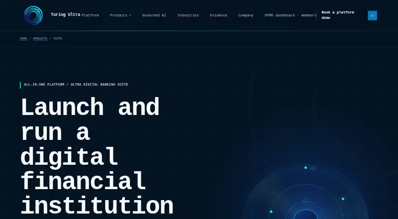 Turing Ultra Digital Banking Suite's own site