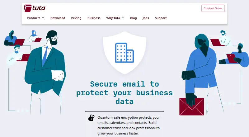 Tuta for Business's own site