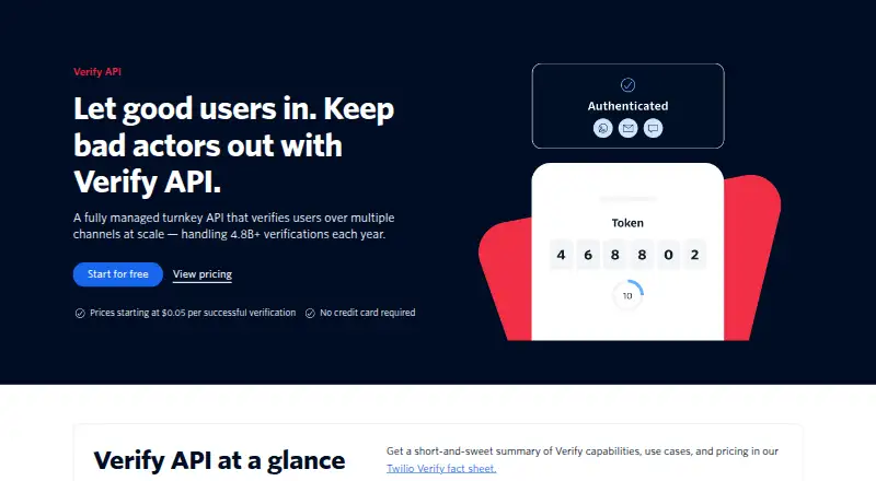Twilio Verify's own site