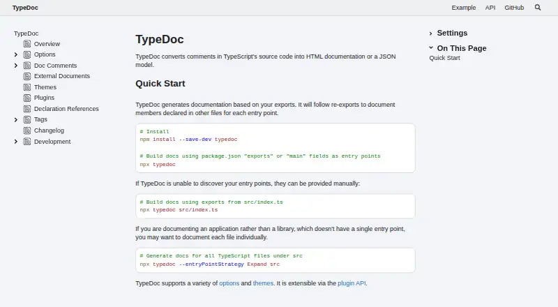 TypeDoc's own site