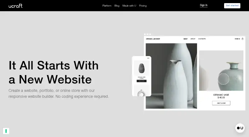 Ucraft's own site