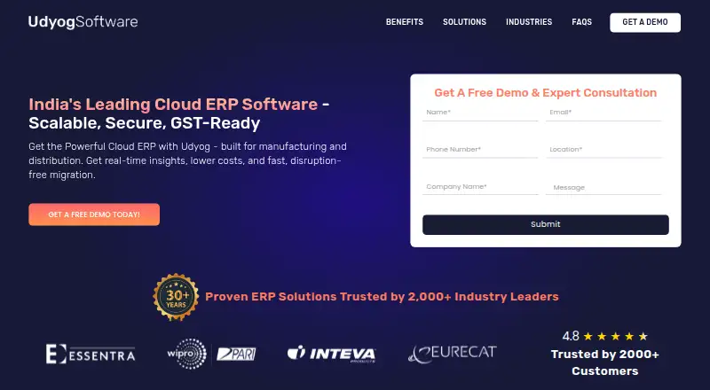 Udyog Cloud ERP's own site