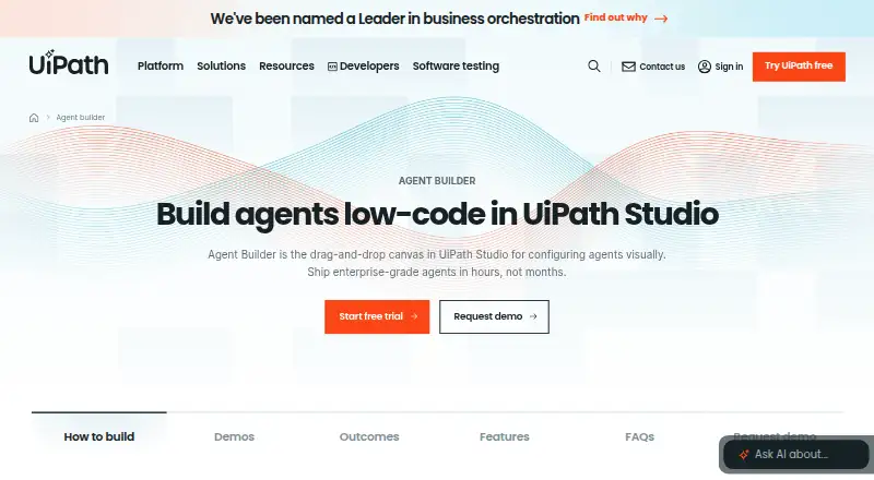 UiPath Agent Builder's own site