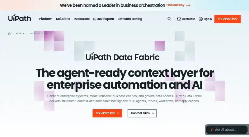 UiPath Data Fabric's own site
