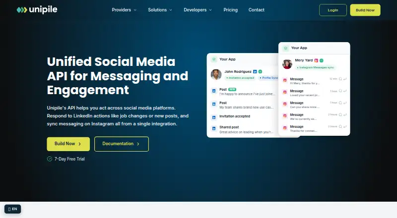 Unipile Social Media API's own site