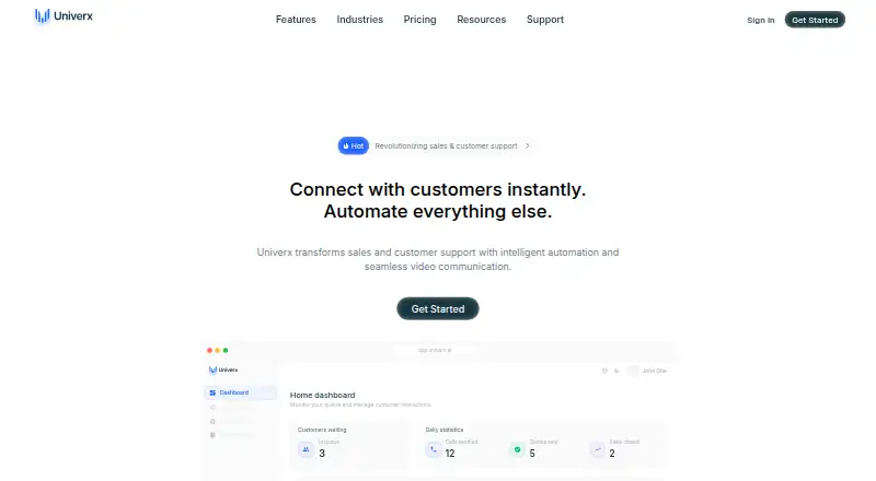 Univerx Co-browsing's own site