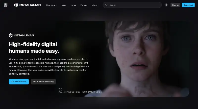 MetaHuman Animator's own site