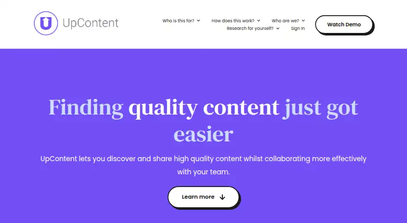 UpContent's own site