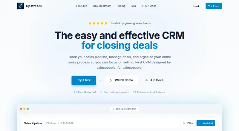 Upstream CRM's own site