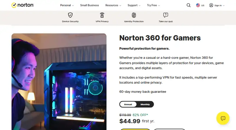 Norton Game Optimizer's own site