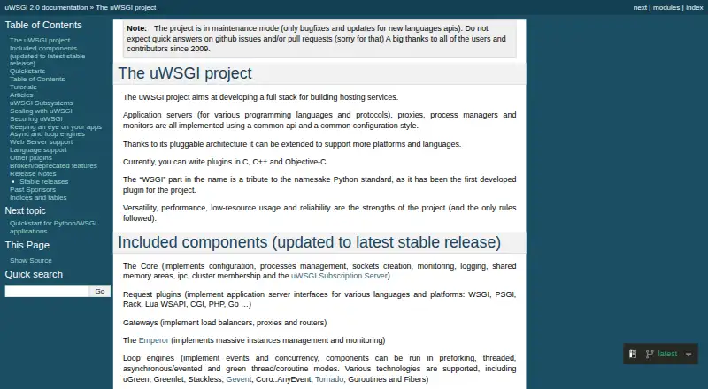uWSGI's own site