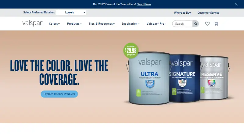 Valspar Color Visualizer's own site