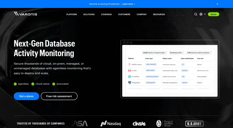 Varonis Next-Gen Database Activity Monitoring's own site