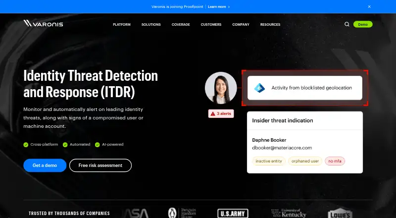 Varonis Identity Threat Detection and Response's own site
