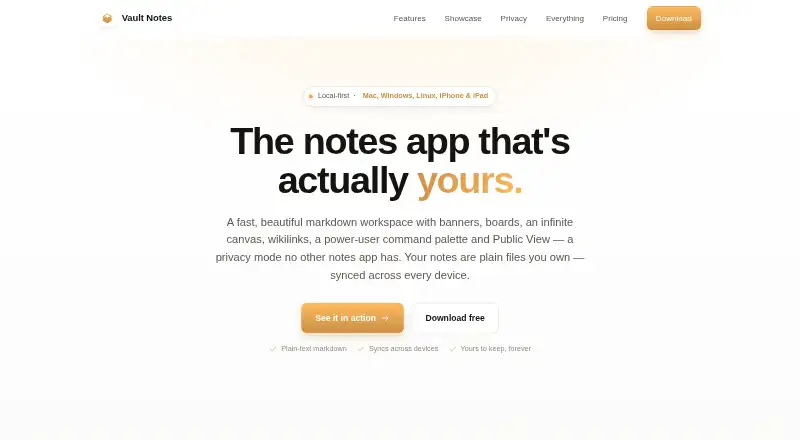 Vault Notes's own site