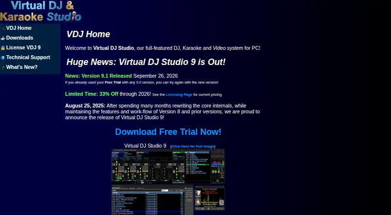 Virtual DJ Studio's own site