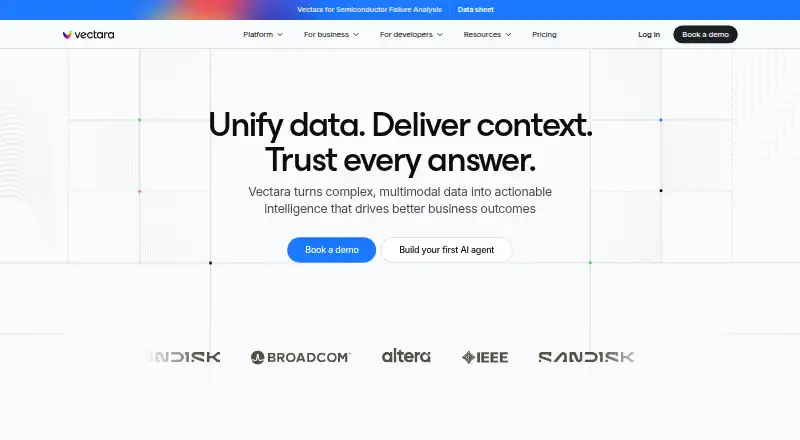 Vectara's own site