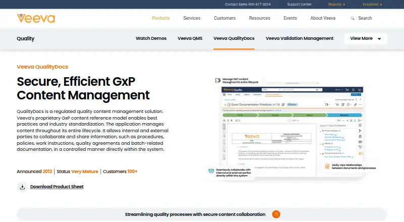 Veeva Vault QualityDocs's own site