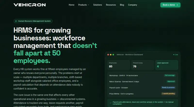 Vehicron HRMS's own site