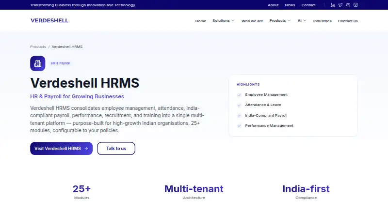 Verdeshell HRMS's own site