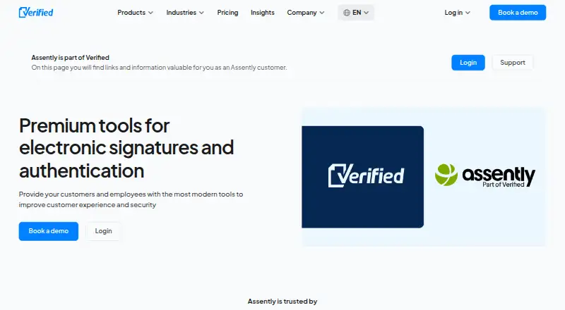 Assently API's own site