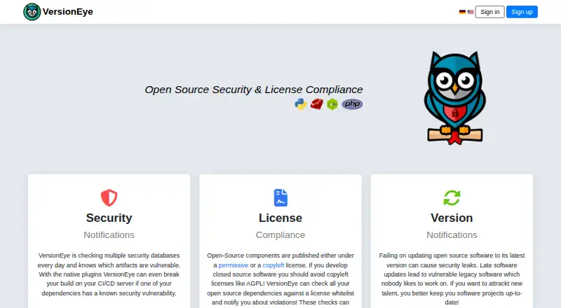 VersionEye's own site