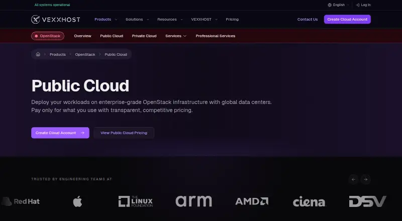 VEXXHOST Public Cloud's own site