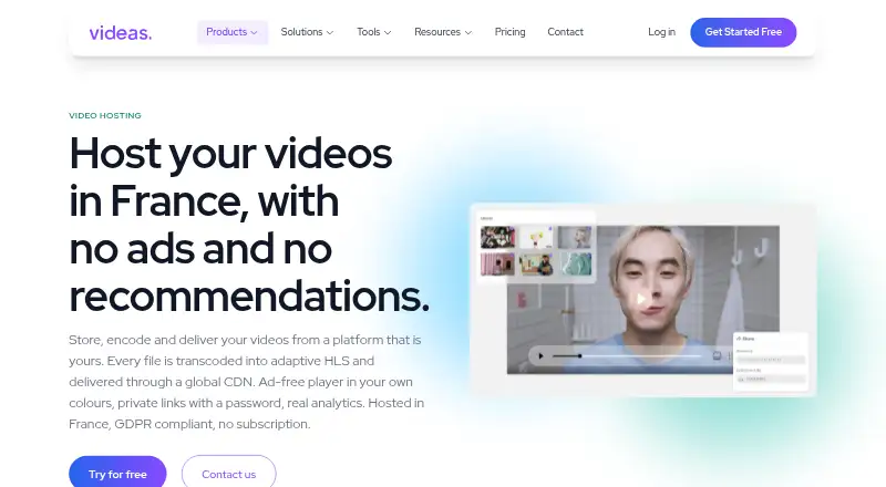 Videas Video Hosting's own site