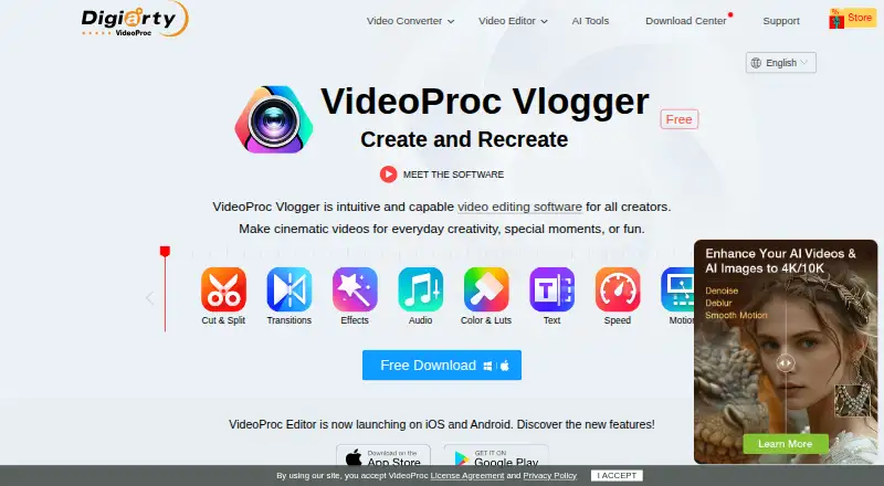 VideoProc Vlogger's own site