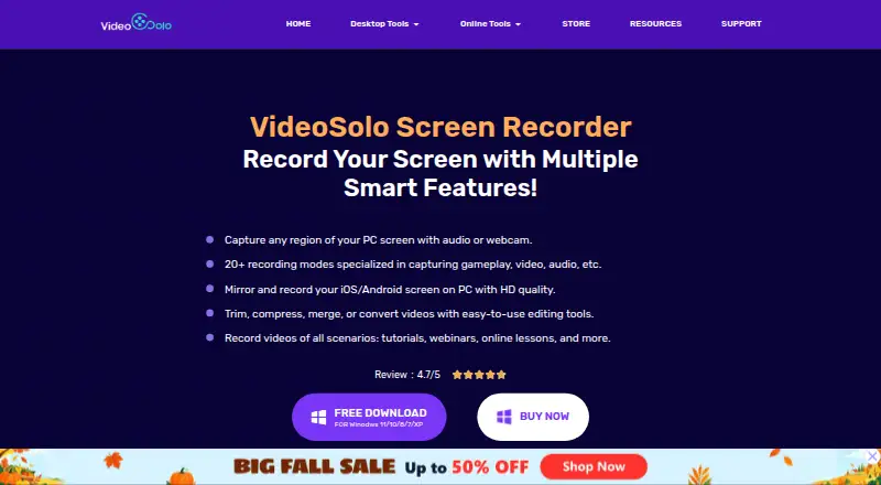 VideoSolo Screen Recorder's own site
