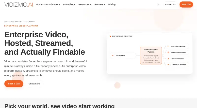 VIDIZMO Enterprise Video Platform's own site