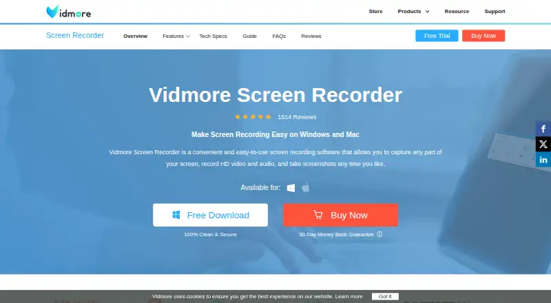 Vidmore Screen Recorder's own site